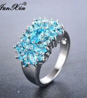 خاتم   JUNXIN ازرق فاتح معبئ ذهب ابيض White Gold Filled - ذهب ابيض معبئ - 7 US