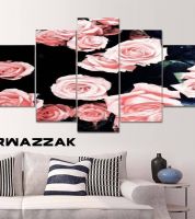 برواز مصنوع من الباستيل مصنوع من الخشب برسمة ورد جوري - متعدد الالوان - مستطيل