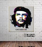 برواز من الباستيل مطبوع  على الخشب ل جيفارا - متعدد الالوان - مستطيل