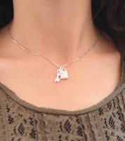 مجوهرات - سلسال مع تعليقة مفتاح و قفل فضة 925