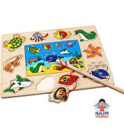 لعبة صيد السمك مع بازل خشبية