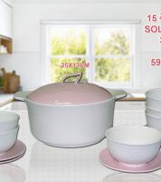 طقم شوربة 15 قطعه solecasa لون زهري 