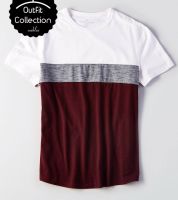 بلوزة رجالي امريكان ايغل بدون قبه  - S - ابيض و سكني و خمري 