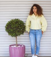 قميص كاجوال  - S - اصفر ليموني