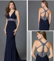 فستان امريكي بنقش امبراطوري  - L - كحلي