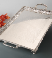 صينية  تقديم فضي كبيرة 