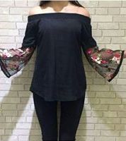 بلوزه كم طويل - m - اسود