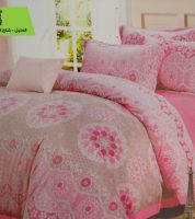 طقم وجه ملحفه  قطن  - زهري وسكني  - مزدوج/كامل