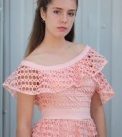 فستان نفاش - M - light pink