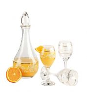 طقم قنينة و 6 كاسات  نقشة ذهبية 