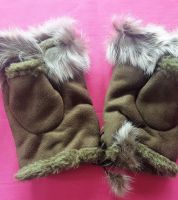 كفوف مبطن فرو - اخضر زيتي