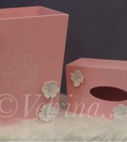 سلة مهملات مع علبة للمحارم 