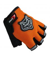 قفازات للرفع  الاثقال و قيادة الدراجات النارية - برتقالي - L