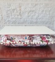 المكتب المحمول لون ابيض مع وسادة بنقش الزهور