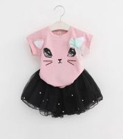 طقم بناتي مميز   - 2 سنة - زهري و اسود 