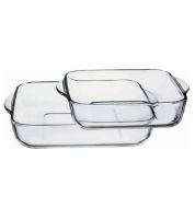 P-Bache PA-159028 Set of 2 Piece Square Platters - Transparent