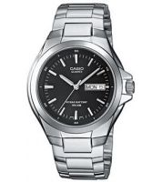 كاسيو موديل Mtp-1228 رجالي فضي و مينا اسود كريستال مع عرض التاريخ واليوم