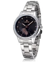 Women Fashion Analog Stainless Steel Black Dial Wristwatches