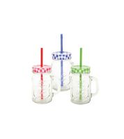 مج زجاج مع مصاصة