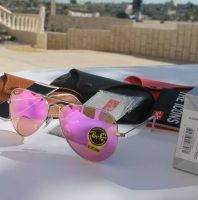   نظار ة  . ray ban - زهري . شكل الاطار  افييتور 