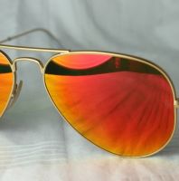 Ray-Ban Sunglasses RB 3025 Aviator Gold Frame with Orange Mirror Lens - برتقالي