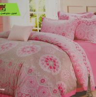 طقم وجه ملحفه  قطن  - زهري وسكني  - مزدوج/كامل