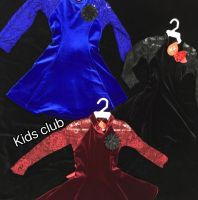 فستان بناتي مخمل  - 12-14 -  نيلي