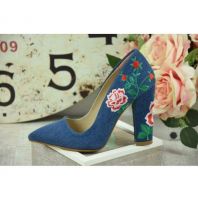 شوز قماش جينز مع كعب - 39 Eu - ازرق