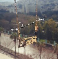 سنسال بتعليقة اسم  - ذهب مطلي