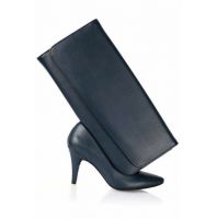 طقم شوز جلد كعب عملي مع دجزدان جلد - 36 Eu - كحلي