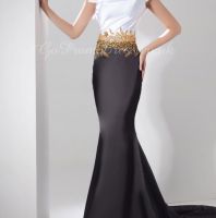 فستان رسمي  - 42 - اسود وابيض