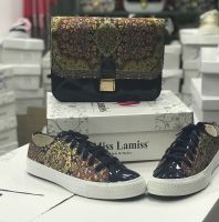 طقم شوز تطريز جلد مع شنطة تطريز 2018 - 37 Eu - كحلي