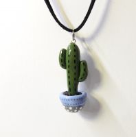 تعليقة وعقد على شكل صبارة - ازرق 