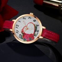 ساعة جلد خمري 