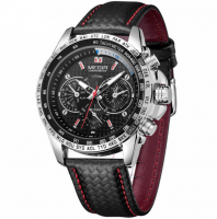 ميجير ساعة عملية كاجوال للرجال انالوج بعقارب جلد - 1099