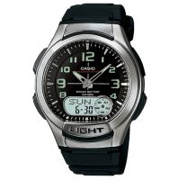 ساعة Casio Men's Black Dial Silicone Band Watch - AQ-180W-1BVDF