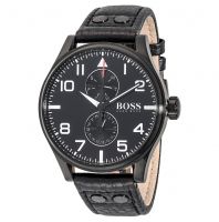 Hugo Boss Aeroliner Maxx Men's Black Dial Leather Band Watch - 1513083