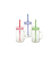 مج زجاج مع مصاصة