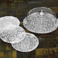 صحن كيك  مع غطاء + 6صحون