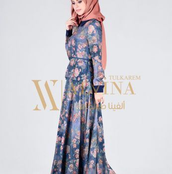 فستان Alvina 4355  - 40 - ازرق/مورد