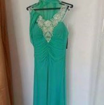 فستان انيق  - 40-42 - مشمشي اخضر وازرق