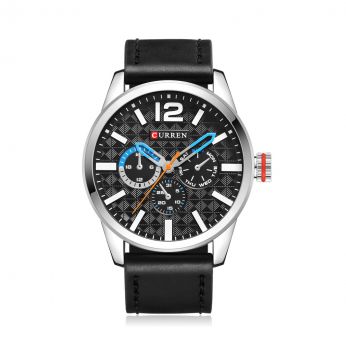  ساعة  رجالية  تعرض الوقت بصيغة انالوج  اسود 