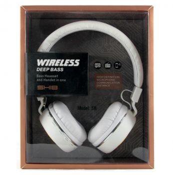 سماعة راس ويرلس headphone DEEP BASS SH18 - ابيض
