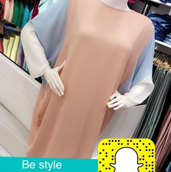 بلوز تركي فلو - مقاس واحد - ازرق فاتح ومشمشي