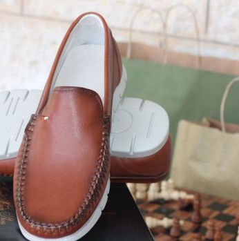 حذاء طبي جلد طبيعي - 42 - احمر مائل للبني