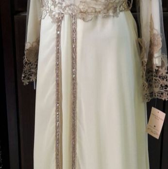 قفطان مغربي فاخر  - L - بيج