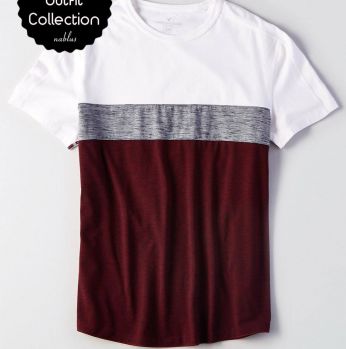 بلوزة رجالي امريكان ايغل بدون قبه  - M - ابيض و سكني و خمري 