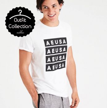 بلوزة رجالي امريكان ايغل بدون قبه - M - ابيض واسود