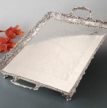 صينية  تقديم فضي كبيرة 