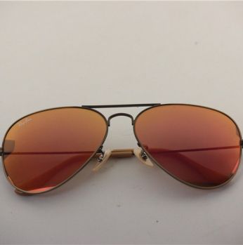 Ray-Ban Sunglasses RB 3025 Aviator Bronze Frame with Red Mirror Lens - احمر
